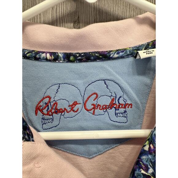 Robert Graham Polo Shirt Men’s Size S Pink Skull Logo Knowledge Wisdom Truth - Picture 2 of 6
